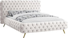 Delano Cream Velvet Queen Bed - All Brands Furniture (NJ)