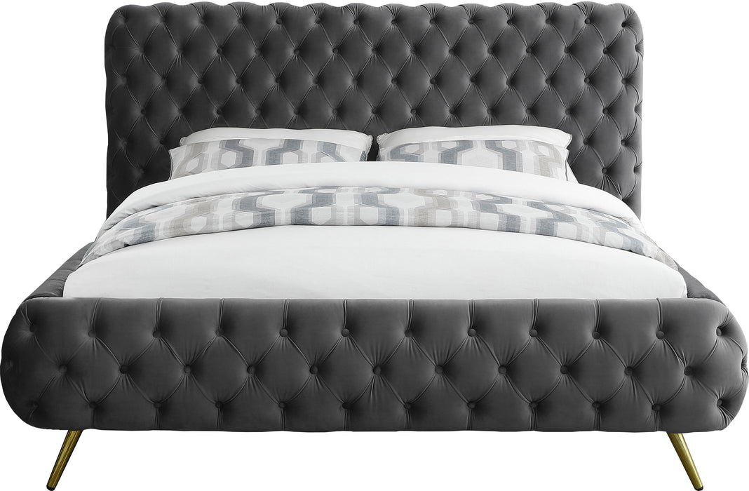 Delano Grey Velvet Queen Bed - All Brands Furniture (NJ)