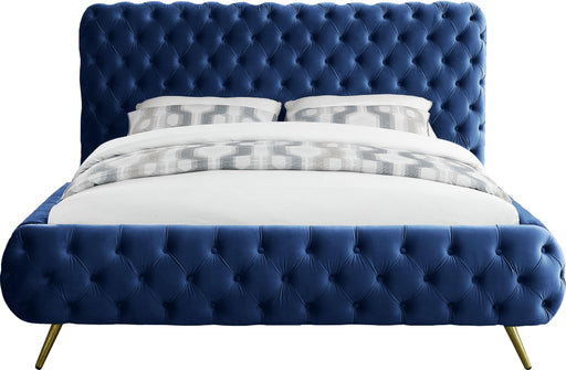 Delano Navy Velvet Queen Bed - All Brands Furniture (NJ)