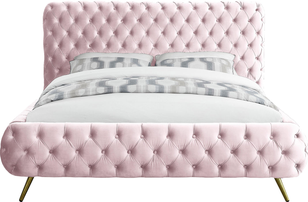 Delano Pink Velvet Queen Bed - All Brands Furniture (NJ)