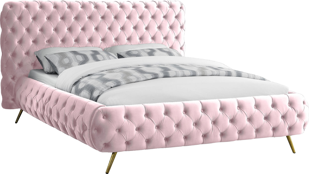 Delano Pink Velvet Queen Bed - All Brands Furniture (NJ)