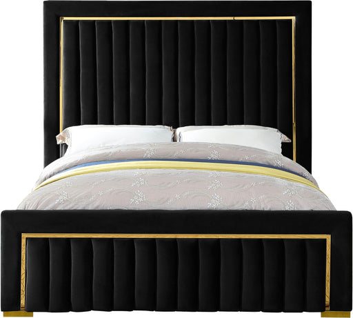 Dolce Black Velvet Queen Bed (3 Boxes) - All Brands Furniture (NJ)