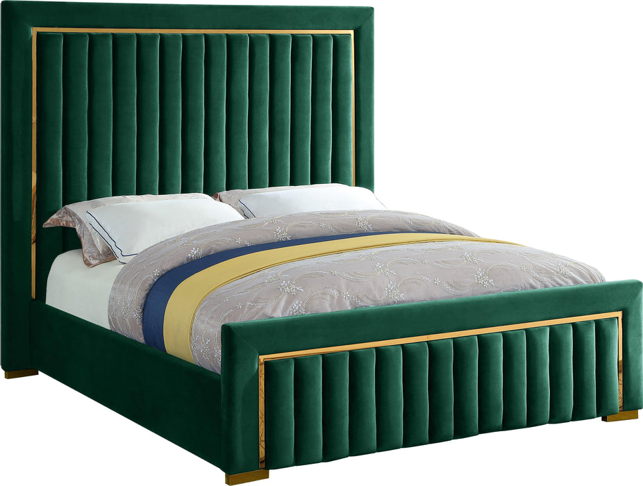 Dolce Green Velvet Queen Bed (3 Boxes) - All Brands Furniture (NJ)