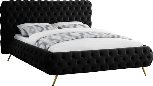 Delano Black Velvet Queen Bed - All Brands Furniture (NJ)