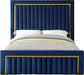Dolce Navy Velvet Queen Bed (3 Boxes) - All Brands Furniture (NJ)
