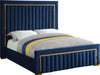Dolce Navy Velvet Queen Bed (3 Boxes) - All Brands Furniture (NJ)