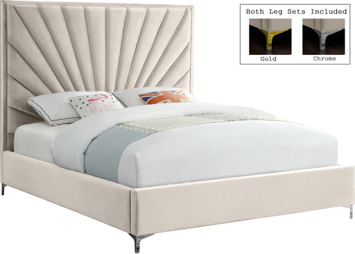 Eclipse Cream Velvet Queen Bed - All Brands Furniture (NJ)