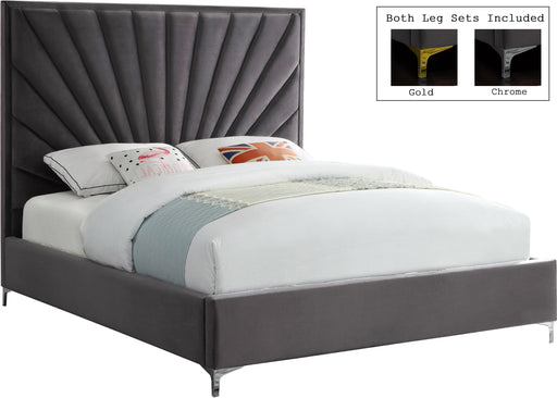 Eclipse Grey Velvet King Bed - All Brands Furniture (NJ)