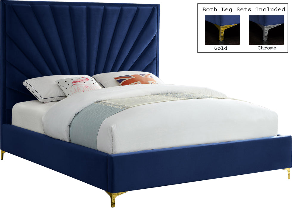 Eclipse Navy Velvet Queen Bed - All Brands Furniture (NJ)
