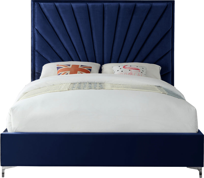 Eclipse Navy Velvet King Bed - All Brands Furniture (NJ)