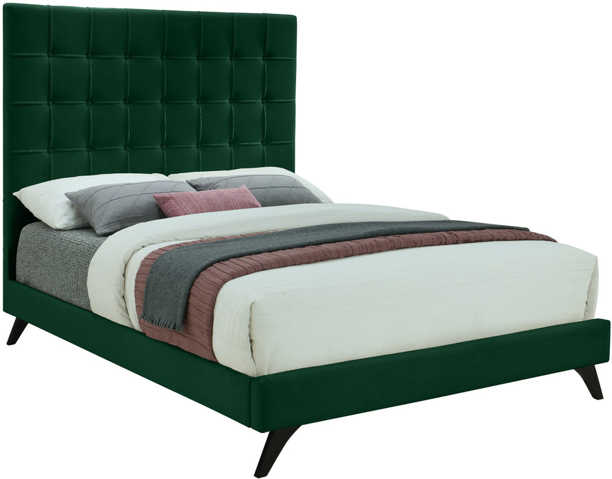 Elly Green Velvet Queen Bed - All Brands Furniture (NJ)