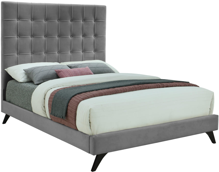 Elly Grey Velvet King Bed - All Brands Furniture (NJ)