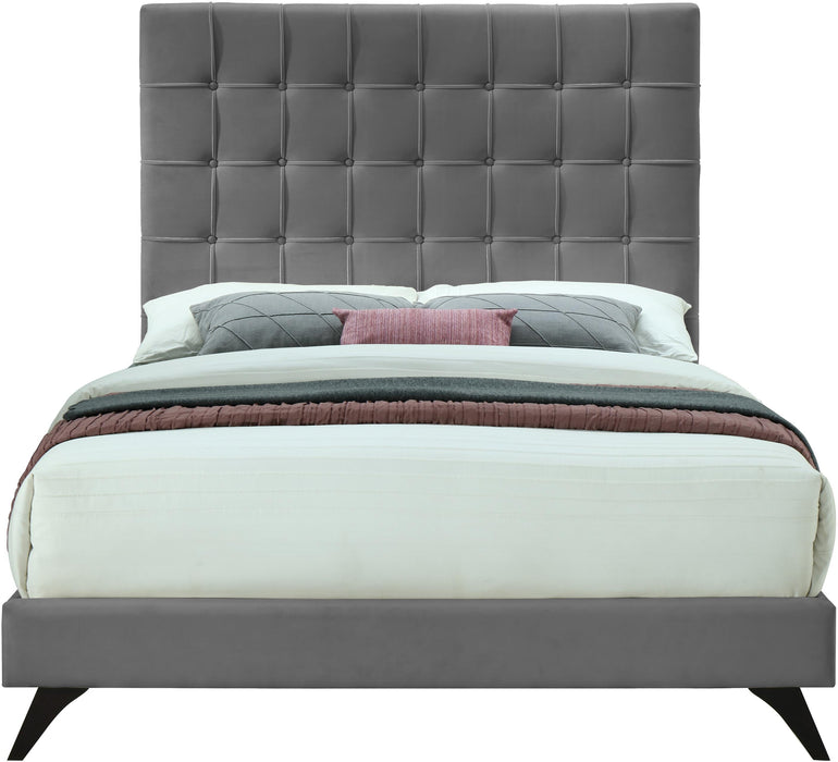 Elly Grey Velvet King Bed - All Brands Furniture (NJ)