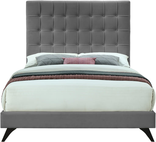 Elly Grey Velvet Queen Bed - All Brands Furniture (NJ)