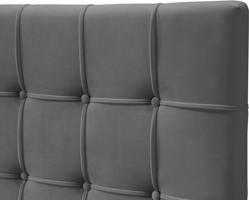 Elly Grey Velvet King Bed - All Brands Furniture (NJ)