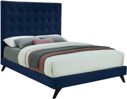 Elly Navy Velvet King Bed - All Brands Furniture (NJ)