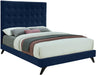 Elly Navy Velvet Queen Bed - All Brands Furniture (NJ)