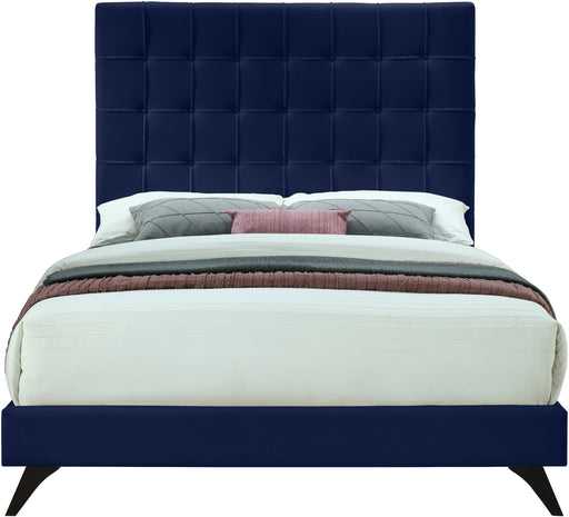 Elly Navy Velvet King Bed - All Brands Furniture (NJ)