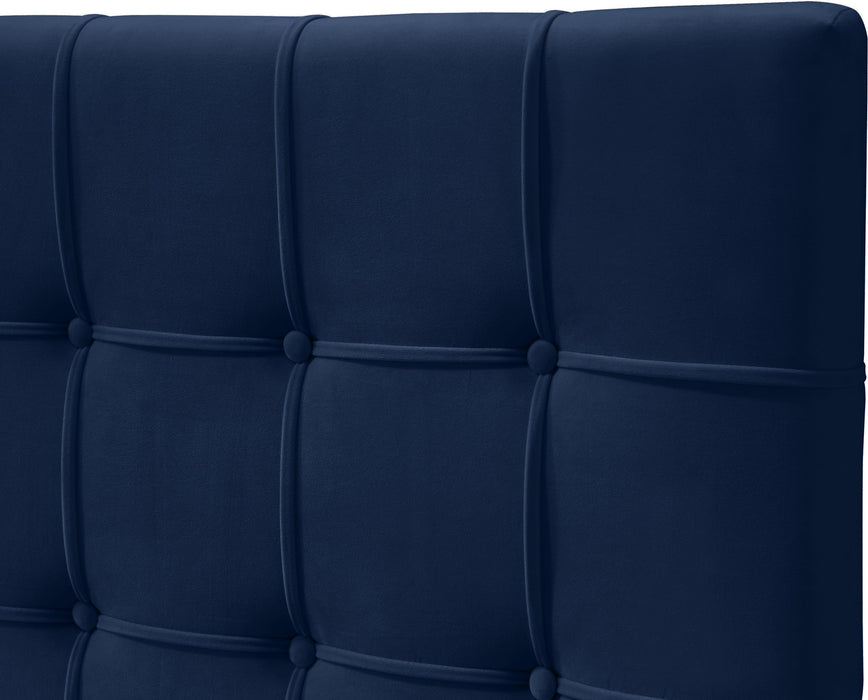 Elly Navy Velvet Queen Bed - All Brands Furniture (NJ)