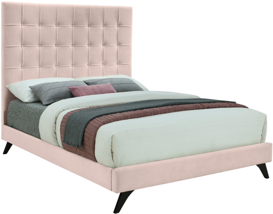 Elly Pink Velvet King Bed - All Brands Furniture (NJ)