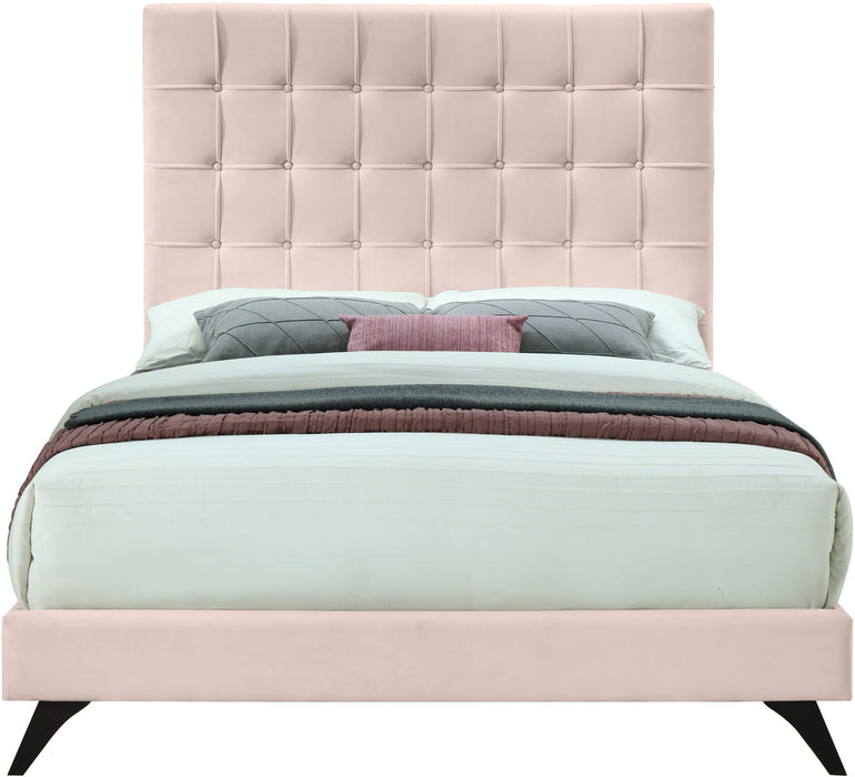 Elly Pink Velvet Queen Bed - All Brands Furniture (NJ)