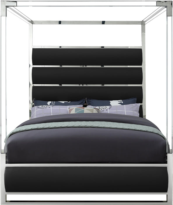 Encore Black Faux Leather Queen Bed (4 Boxes) - All Brands Furniture (NJ)
