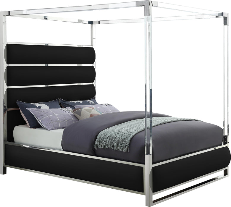 Encore Black Faux Leather Queen Bed (4 Boxes) - All Brands Furniture (NJ)