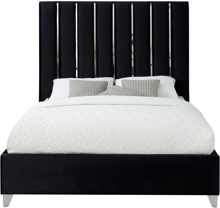 Enzo Black Velvet Full Bed - All Brands Furniture (NJ)