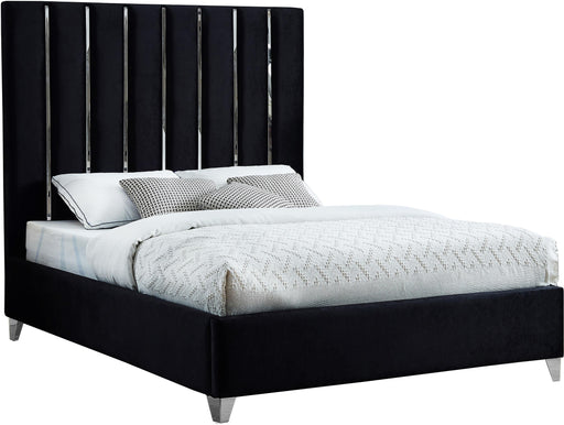 Enzo Black Velvet Queen Bed - All Brands Furniture (NJ)
