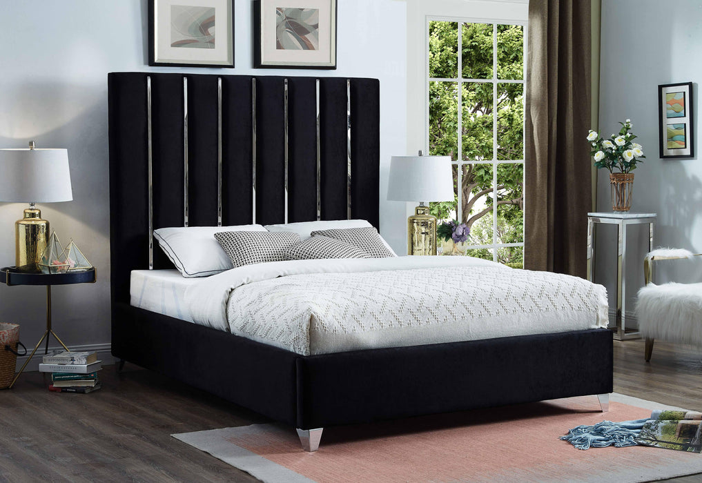 Enzo Black Velvet Queen Bed - All Brands Furniture (NJ)