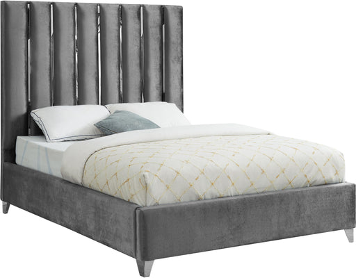 Enzo Grey Velvet King Bed - All Brands Furniture (NJ)