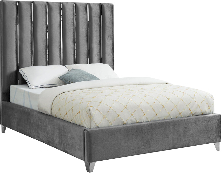 Enzo Grey Velvet King Bed - All Brands Furniture (NJ)
