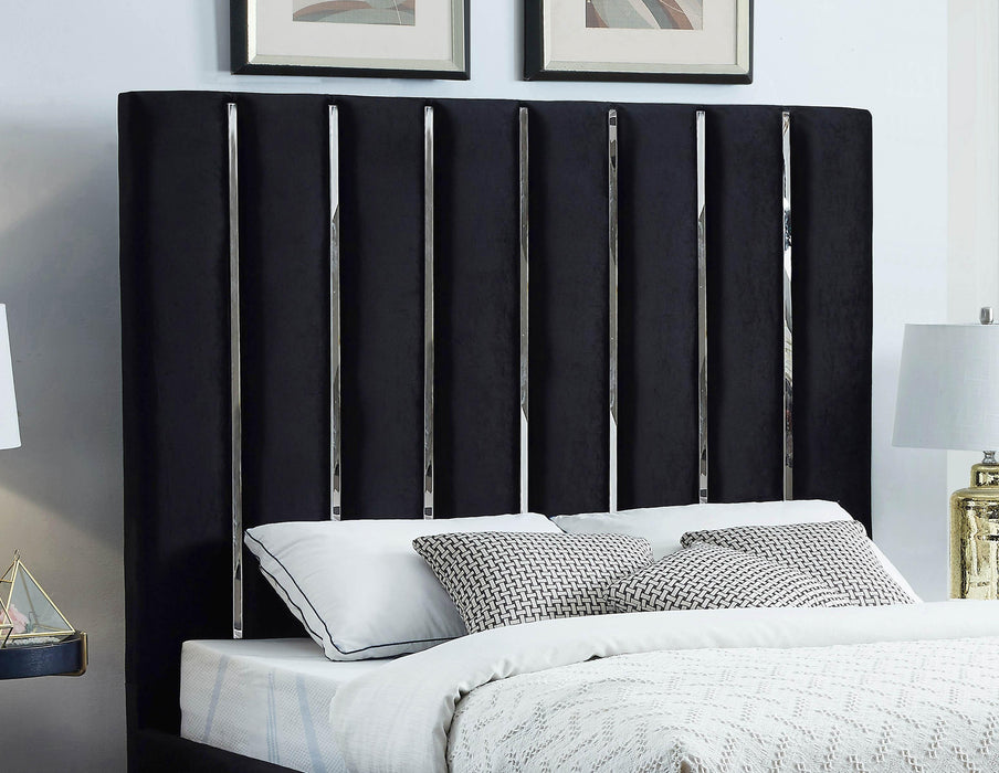 Enzo Black Velvet Queen Bed - All Brands Furniture (NJ)