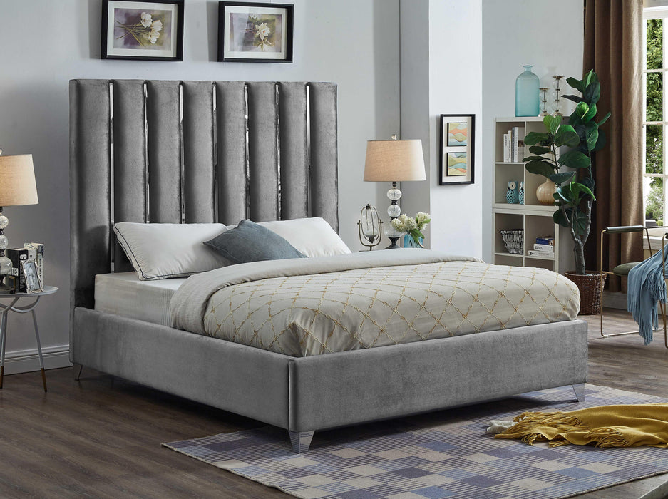 Enzo Grey Velvet King Bed - All Brands Furniture (NJ)