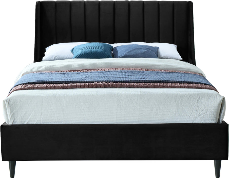 Eva Black Velvet Queen Bed - All Brands Furniture (NJ)