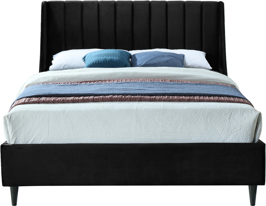 Eva Black Velvet King Bed - All Brands Furniture (NJ)