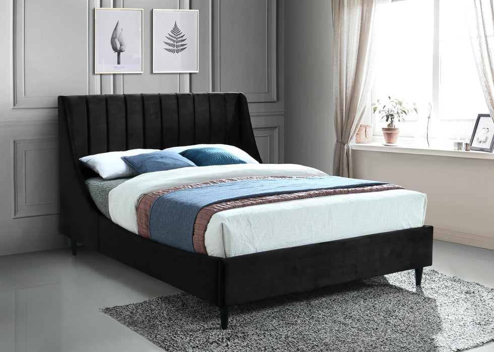 Eva Black Velvet King Bed - All Brands Furniture (NJ)