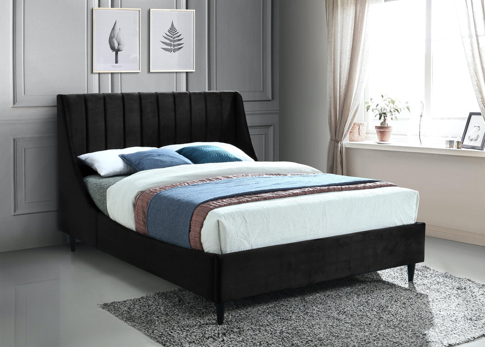 Eva Black Velvet Queen Bed - All Brands Furniture (NJ)