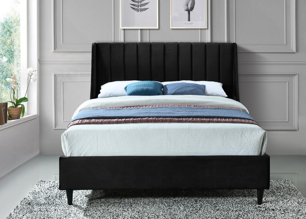 Eva Black Velvet King Bed - All Brands Furniture (NJ)
