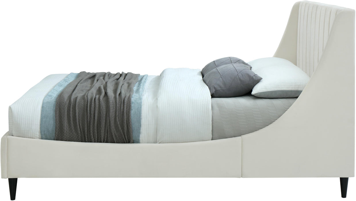 Eva Cream Velvet Full Bed - All Brands Furniture (NJ)
