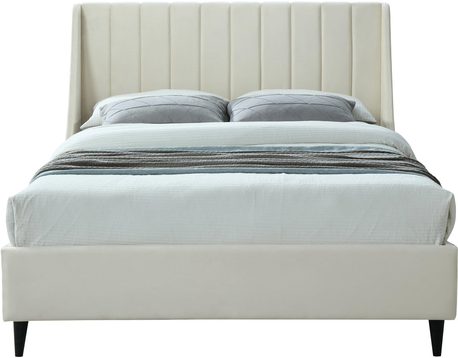 Eva Cream Velvet King Bed - All Brands Furniture (NJ)