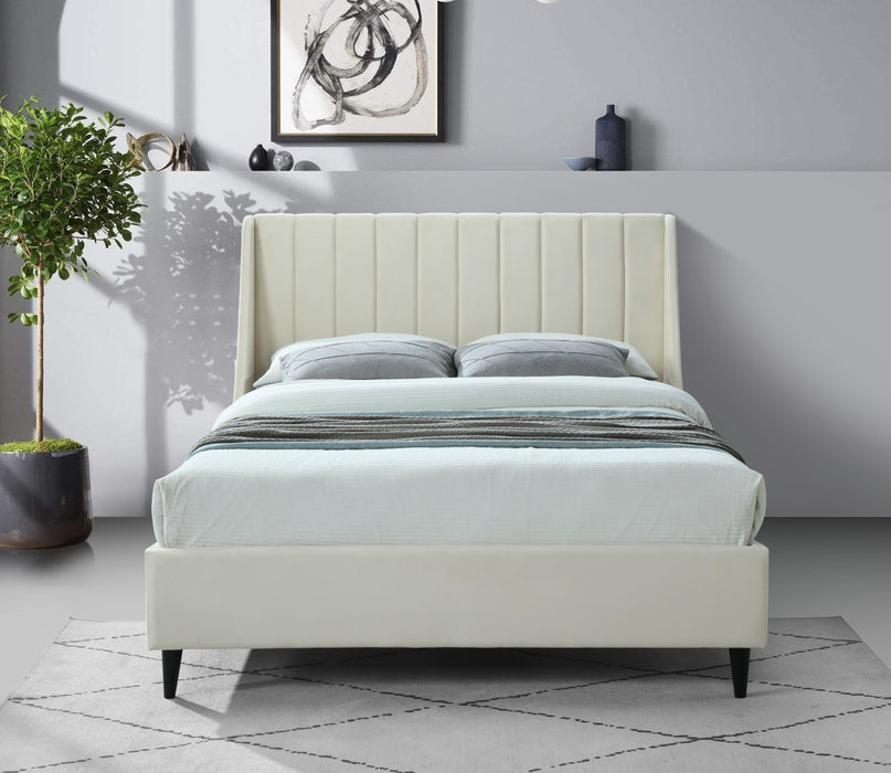 Eva Cream Velvet King Bed - All Brands Furniture (NJ)