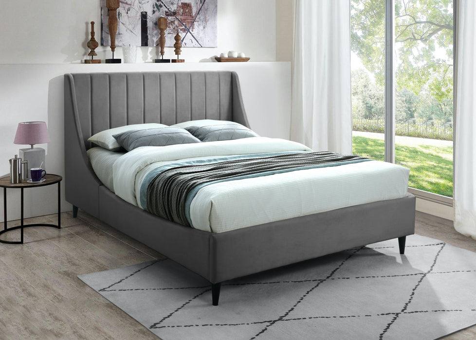 Eva Grey Velvet King Bed