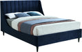 Eva Navy Velvet King Bed - All Brands Furniture (NJ)