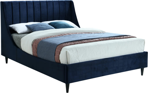 Eva Navy Velvet King Bed - All Brands Furniture (NJ)