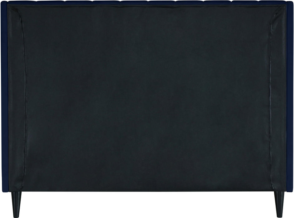 Eva Navy Velvet King Bed - All Brands Furniture (NJ)