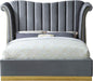 Flora Grey Velvet Queen Bed (3 Boxes) - All Brands Furniture (NJ)
