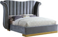 Flora Grey Velvet Queen Bed (3 Boxes) - All Brands Furniture (NJ)