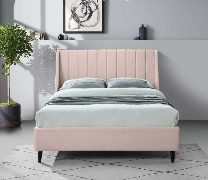 Eva Pink Velvet Queen Bed - All Brands Furniture (NJ)