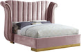 Flora Pink Velvet King Bed (3 Boxes) - All Brands Furniture (NJ)